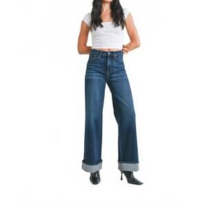 NEW JUST BLACK DENIM high rise cuffed palazzo jeans in dark denim